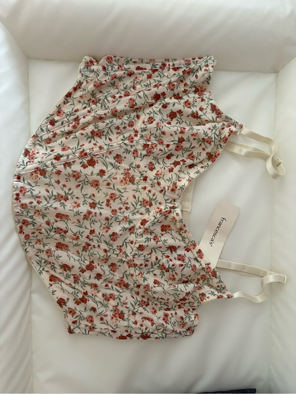NEW Francesca's Floral Cream & Rust Corset top